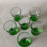 6 Verres à liqueur pied rond pyramidal Ouralin vert