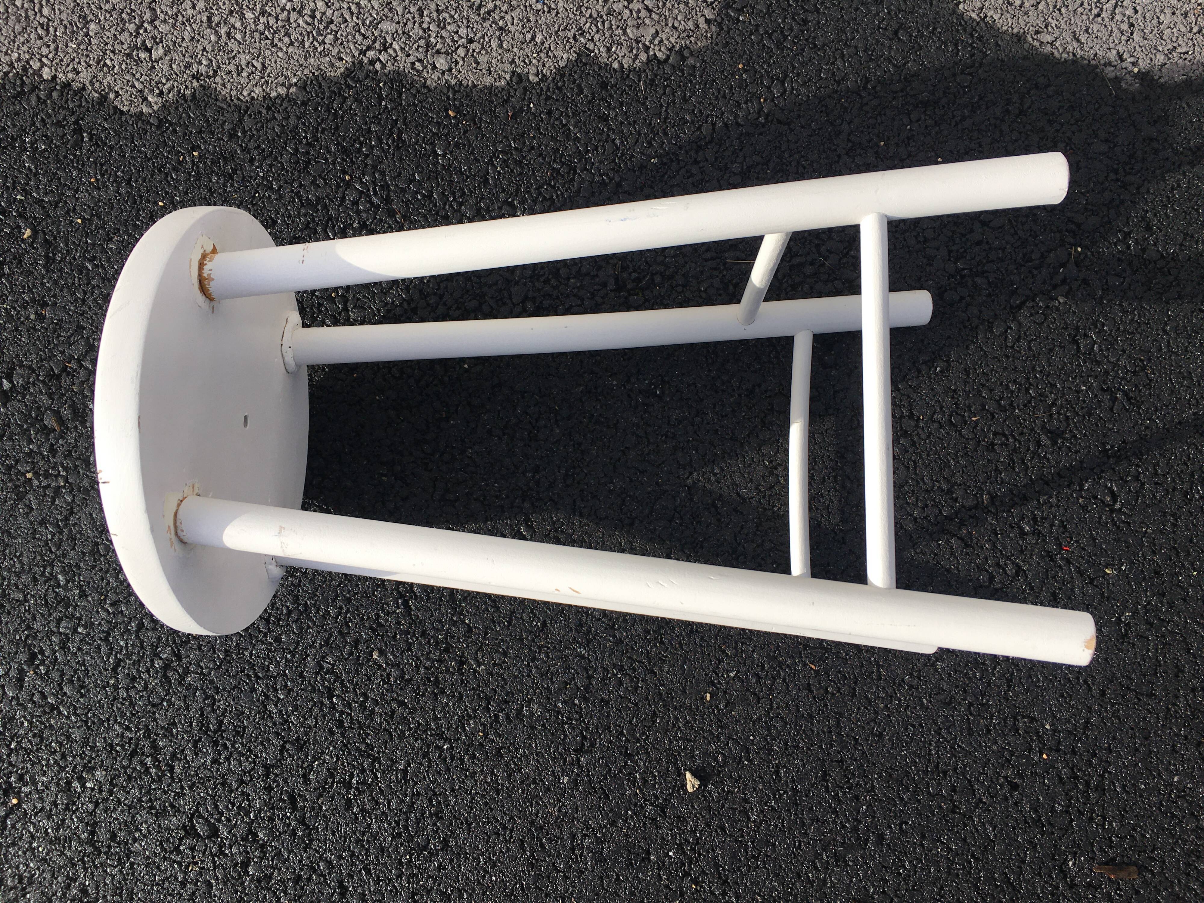 White tinted scandinavian wooden stool 1960