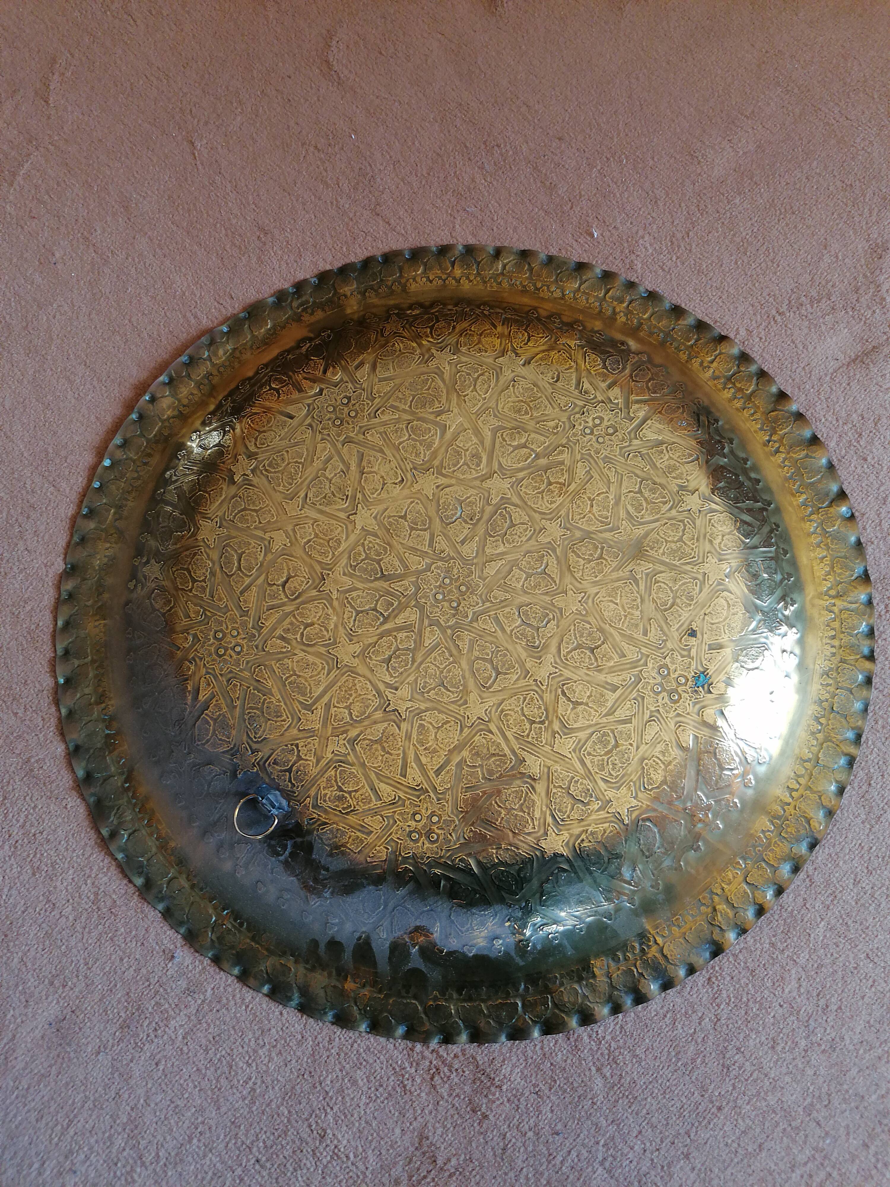 Vintage Moroccan tray in copper metal