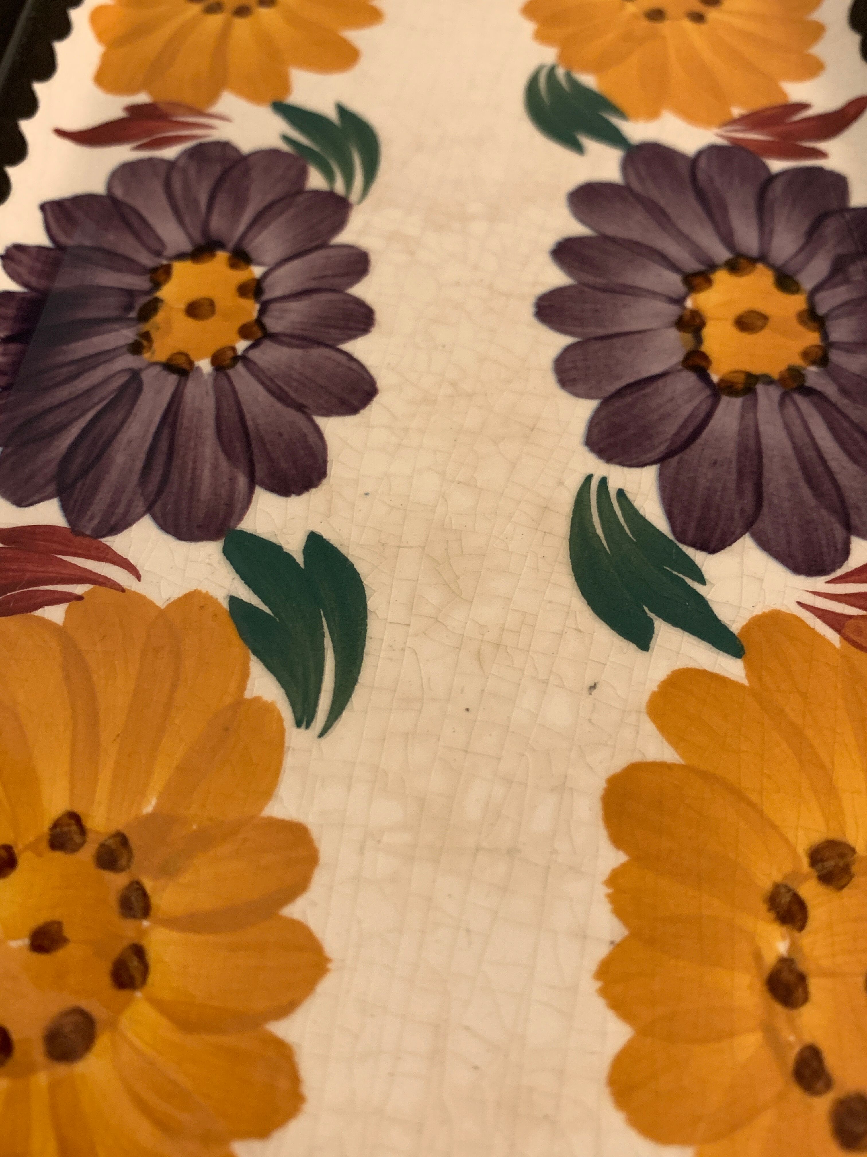 Dish and 12 dessert plates Gien, Benodet model, 1950