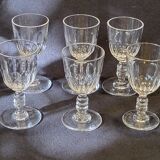 Lot 6 anciens verres a vin porto cristal, Baccarat Modèle Clermont Côtes Plates