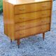 Vintage chest of drawers from the 60s in blond oak 4 drawers conical feet