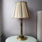 Brass lamp with pleated cap, 70s, Hollywood Regency