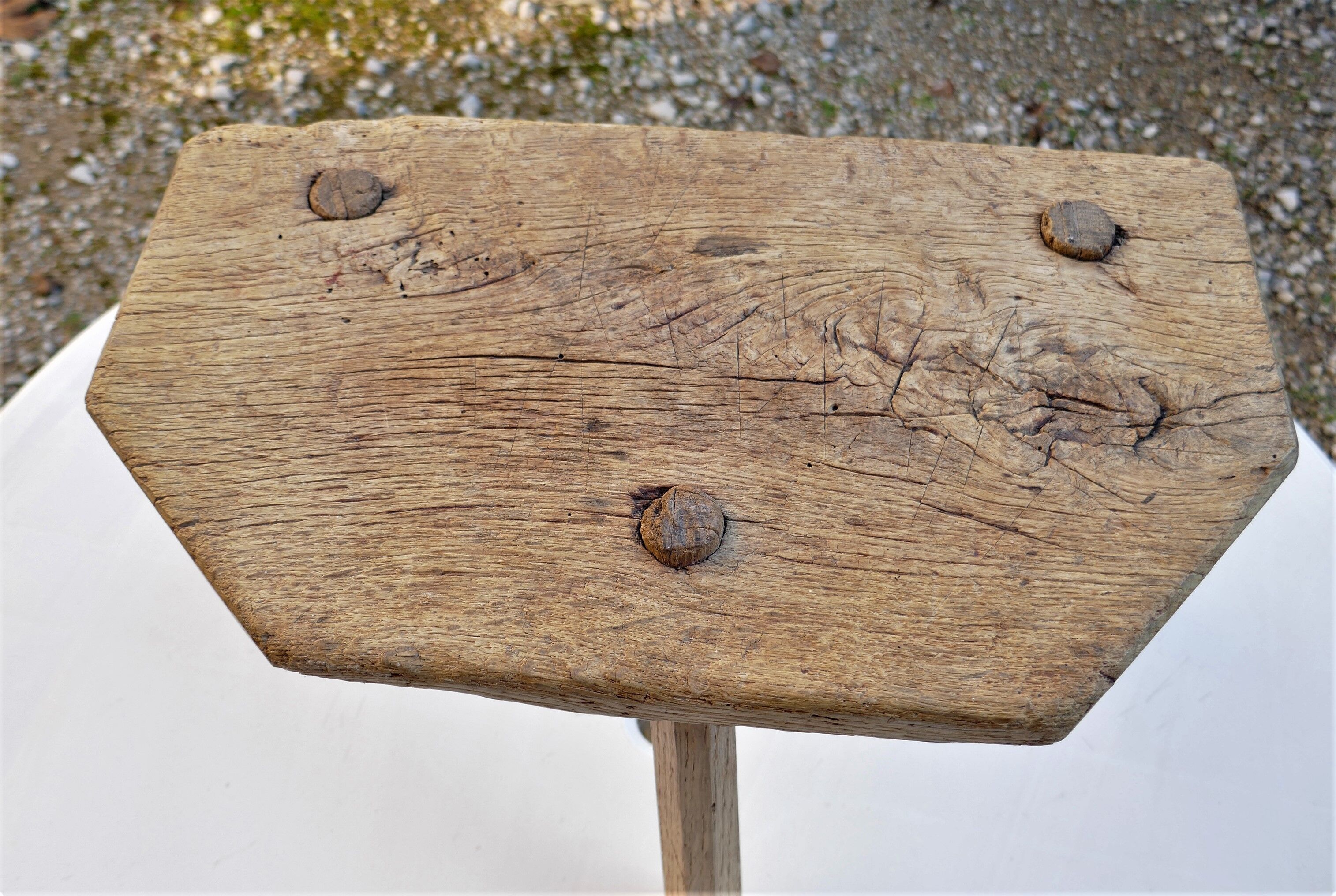 Old wooden milking stool