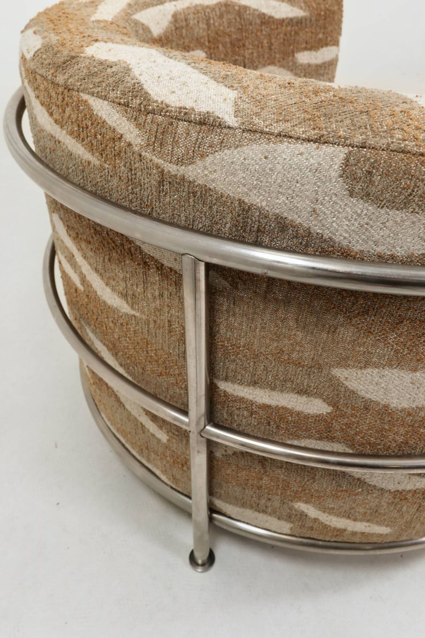 Vintage Bauhaus Club Chair Jacquard & Chrome, Fully Restored 