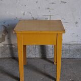 Farm stool painted in yellow ochre made of solid pine - 1940s