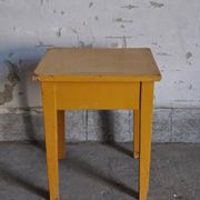 Farm stool painted in yellow ochre made of solid pine - 1940s