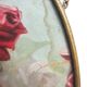 Round wall medallion frame, engraving of a woman with red roses, Art Deco