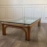 Grand table basse rotin et verre