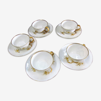 Five tea/coffee pairs of amazing beauty Limoges C1890