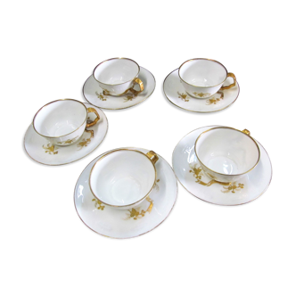 Five tea/coffee pairs of amazing beauty Limoges C1890