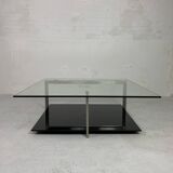 Glass coffee table 110 x 110 cm in the style of Rolf Benz and Metaform