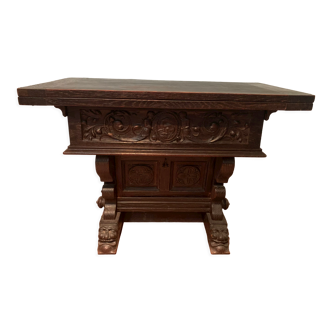 Table console en chêne sculpté XX siècle