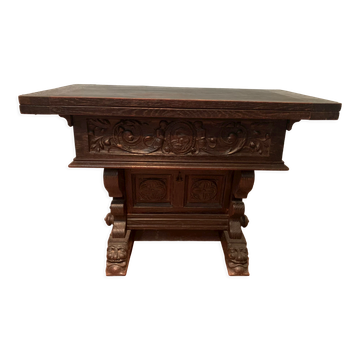 Table console en chêne sculpté XX siècle