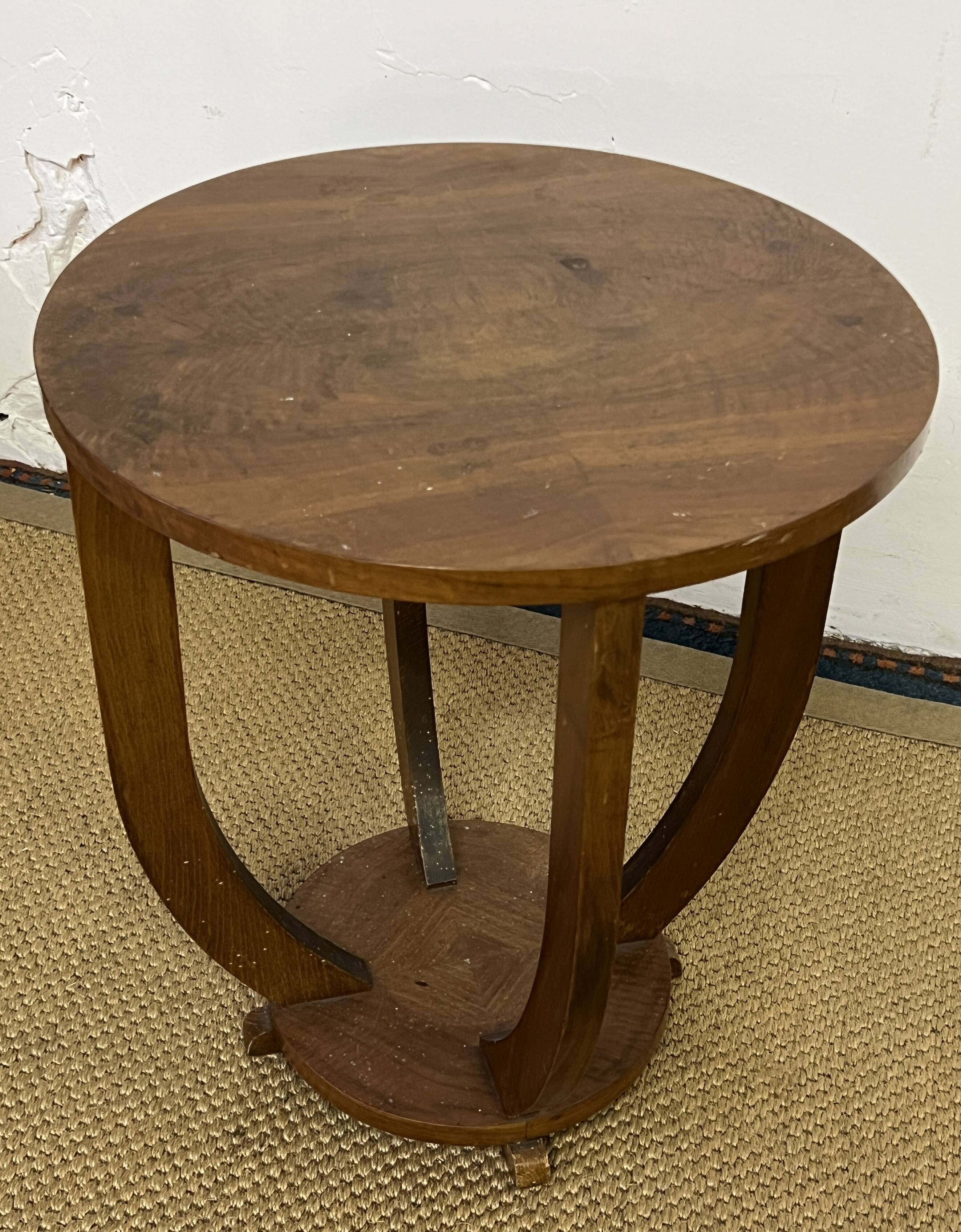 Art deco wooden pedestal table / side table