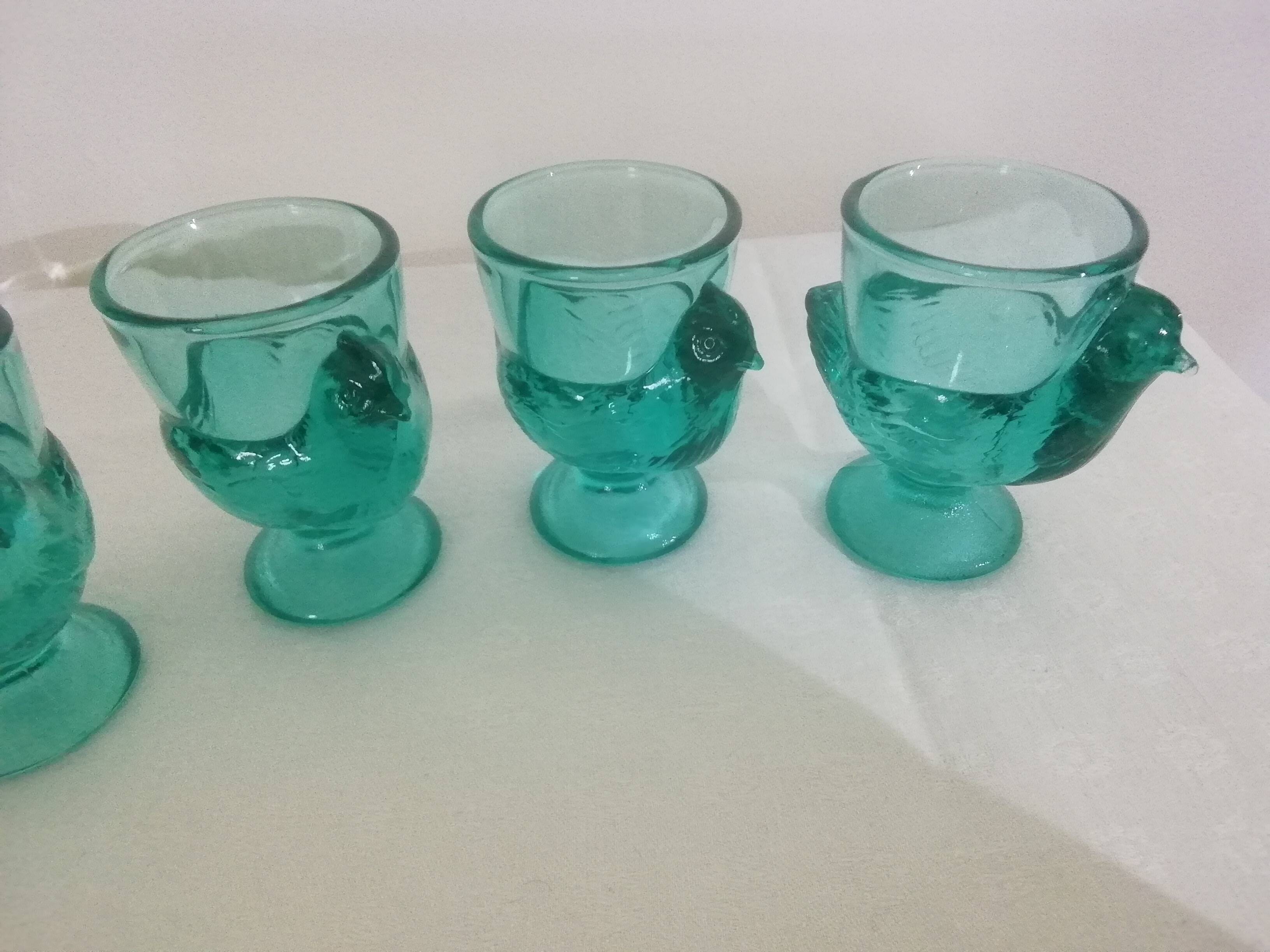 Turquoise glass egg cups