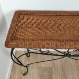 Rattan console and wrought iron