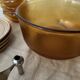 large vintage salad bowl in smoked and amber glass, France 1970