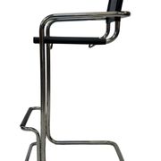Tabouret de bar vintage en cuir noir et chrome, Italie