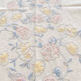 Large tablecloth and 12 embroidered napkins "pastel bouquets" - Cotton - 240x170 cm
