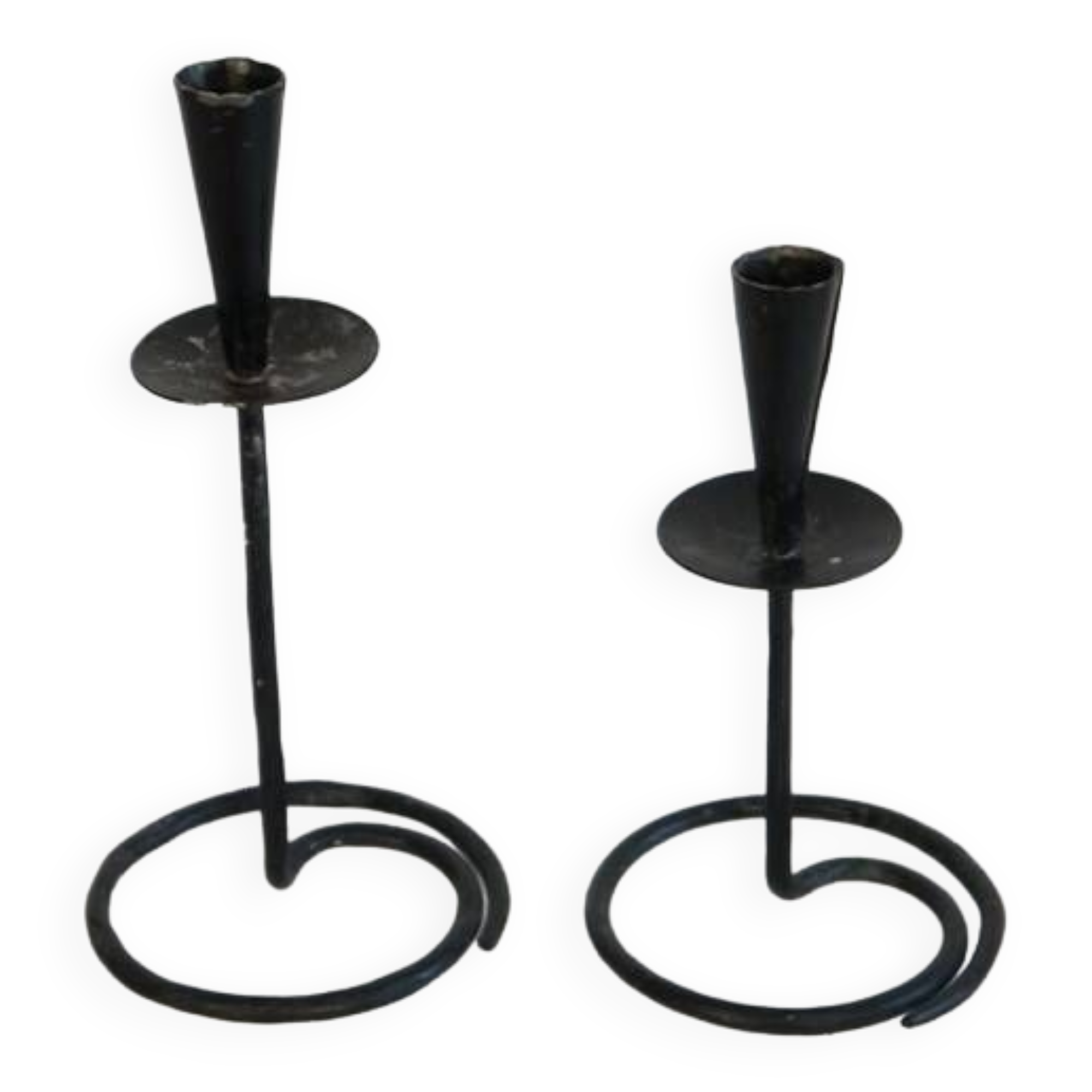 Pair of wrought iron candlesticks 1960