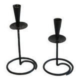 Pair of wrought iron candlesticks 1960