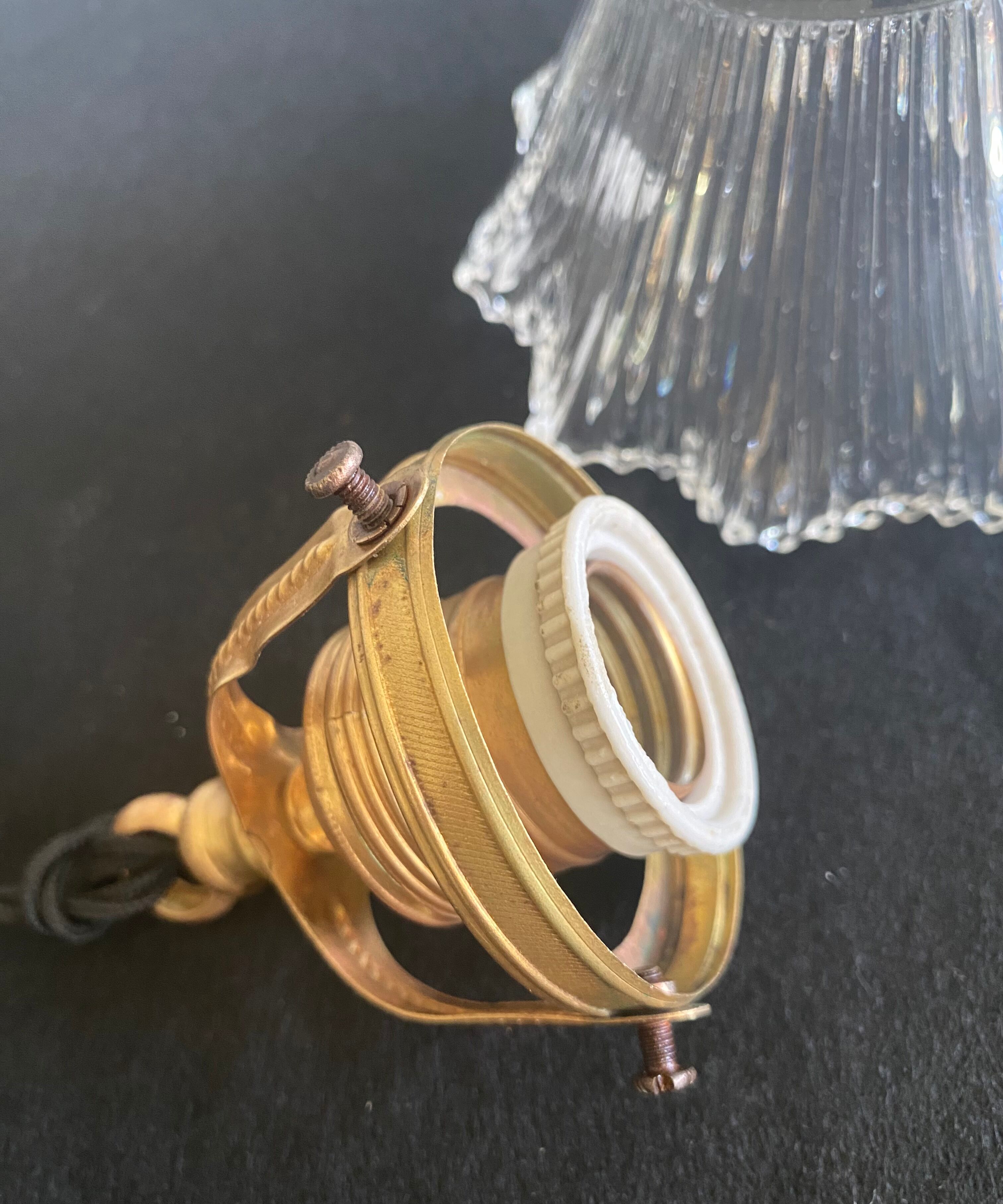 Baladeuse suspension verre strié, 2m câble tissu