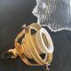Baladeuse suspension verre strié, 2m câble tissu