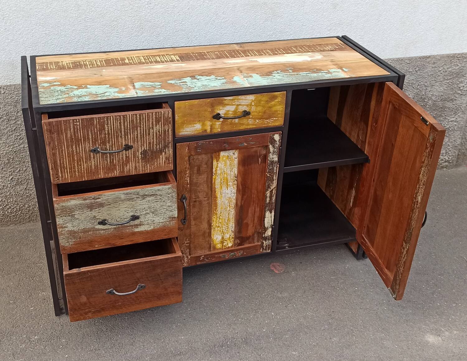 Colorful wooden sideboard