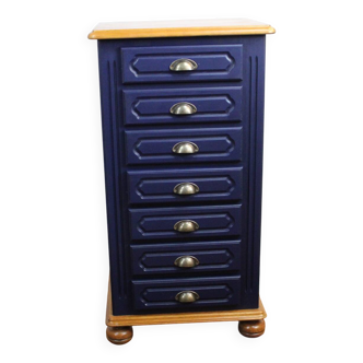 Semainier vintage 7 tiroirs bleu nuit 1960 France