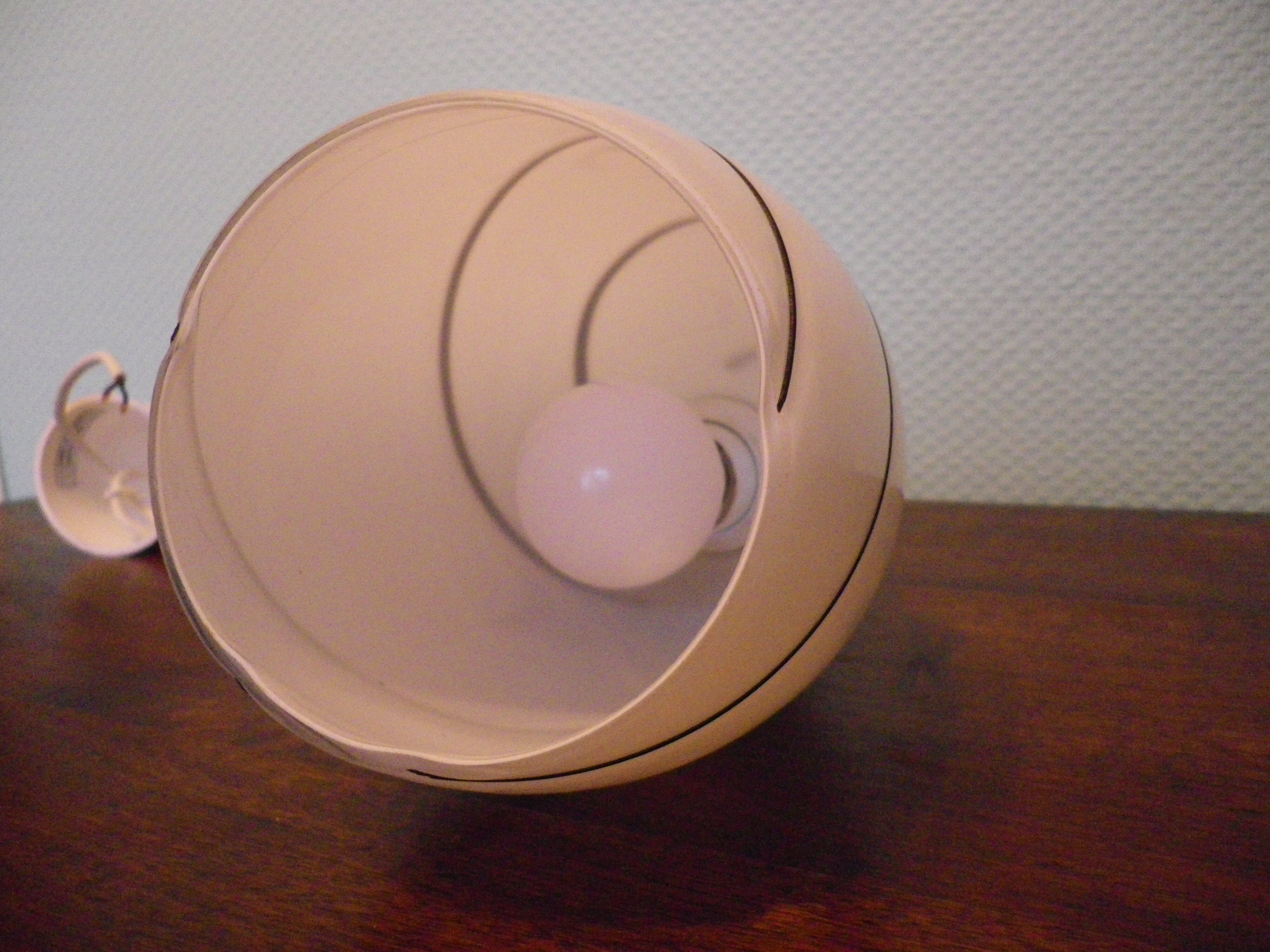 Corep pendant lamp, white opaline with spiral decoration - 70s