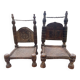 Pair of traditional Indian antique chairs in carved wood.