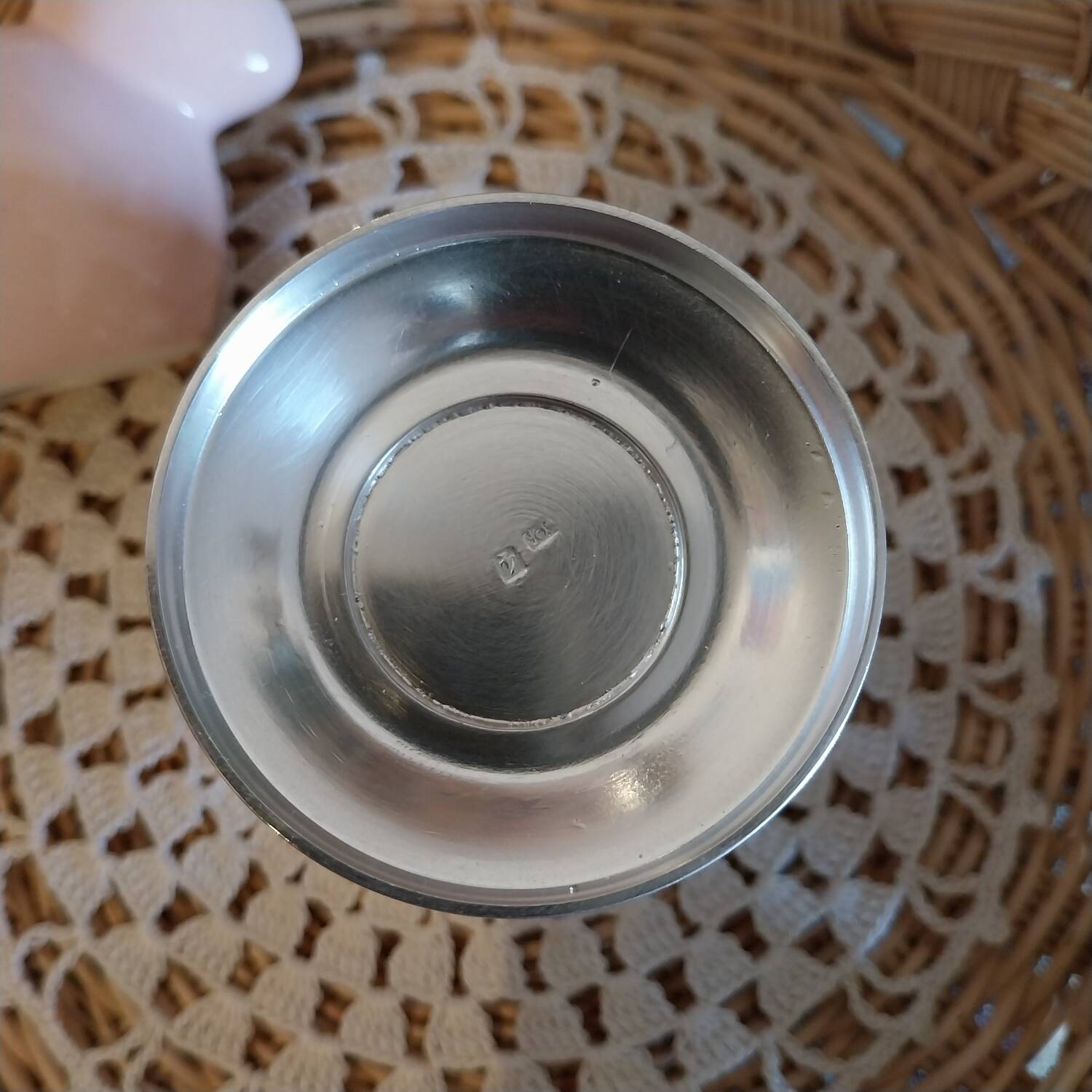 Antique silver metal egg cup