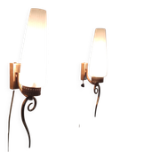 Appliques modernistes en laiton et opaline - mid. XXeme