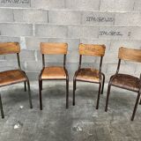 4 vintage school chairs