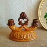 Pair of double barbotine candlesticks - vintage