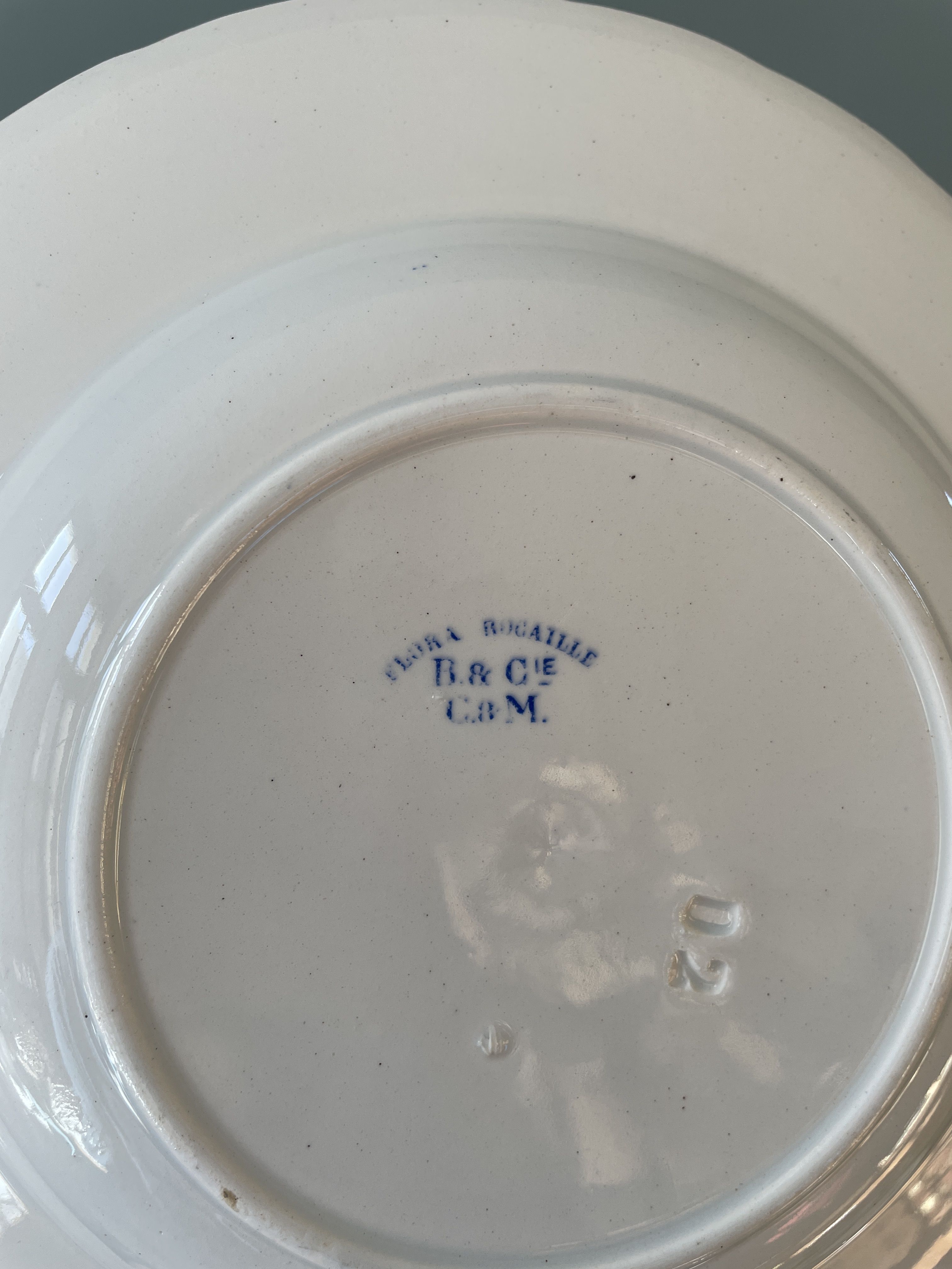 Service of 8 hollow plates Flora Rocaille Creil and Montereau
