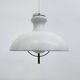 Vintage glass hanging lamp with metal shade minimalist design, 1970s