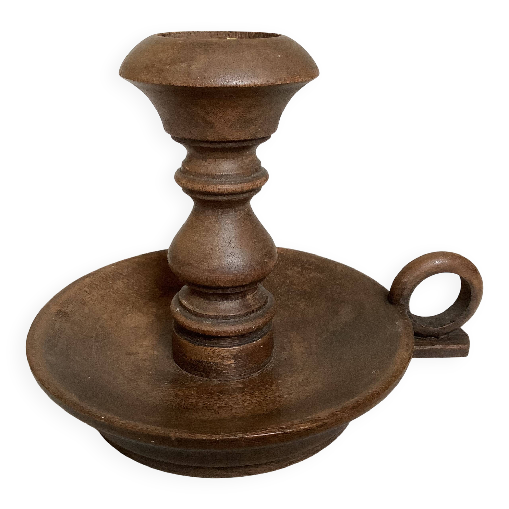 Wooden cellar rat candlestick