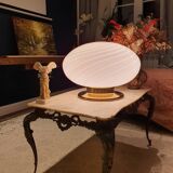 Large globe white swirl table wall or ceiling lamp in Murano glass italian vintage home decor MCM Midcentury modern flush mount sconce light