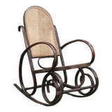 Rocking chair with vintage wood and canework