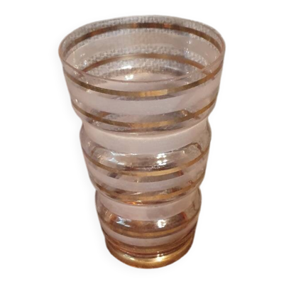 Vase doré en verre soufflé art deco
