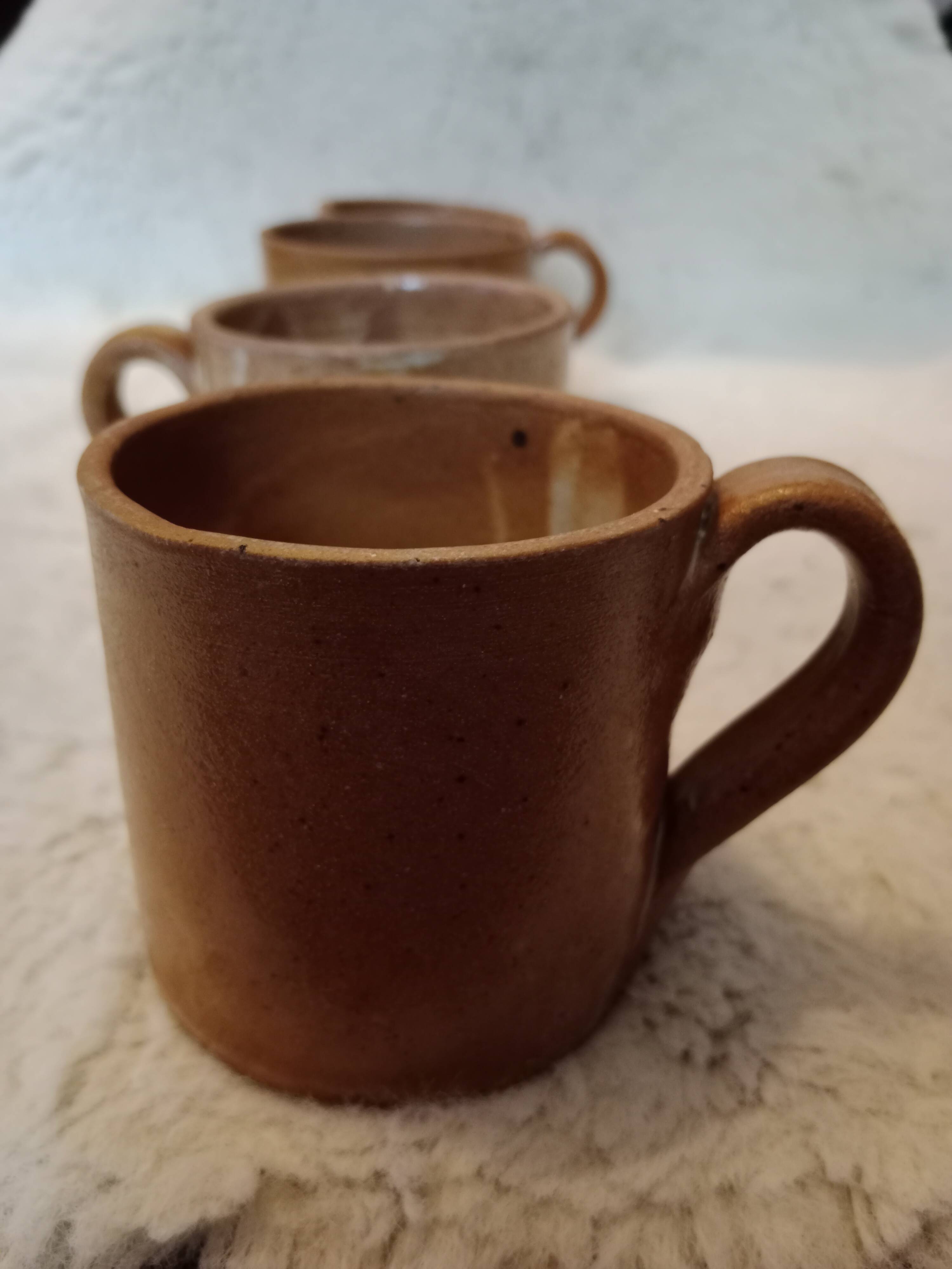 Vintage mismatched stoneware mugs