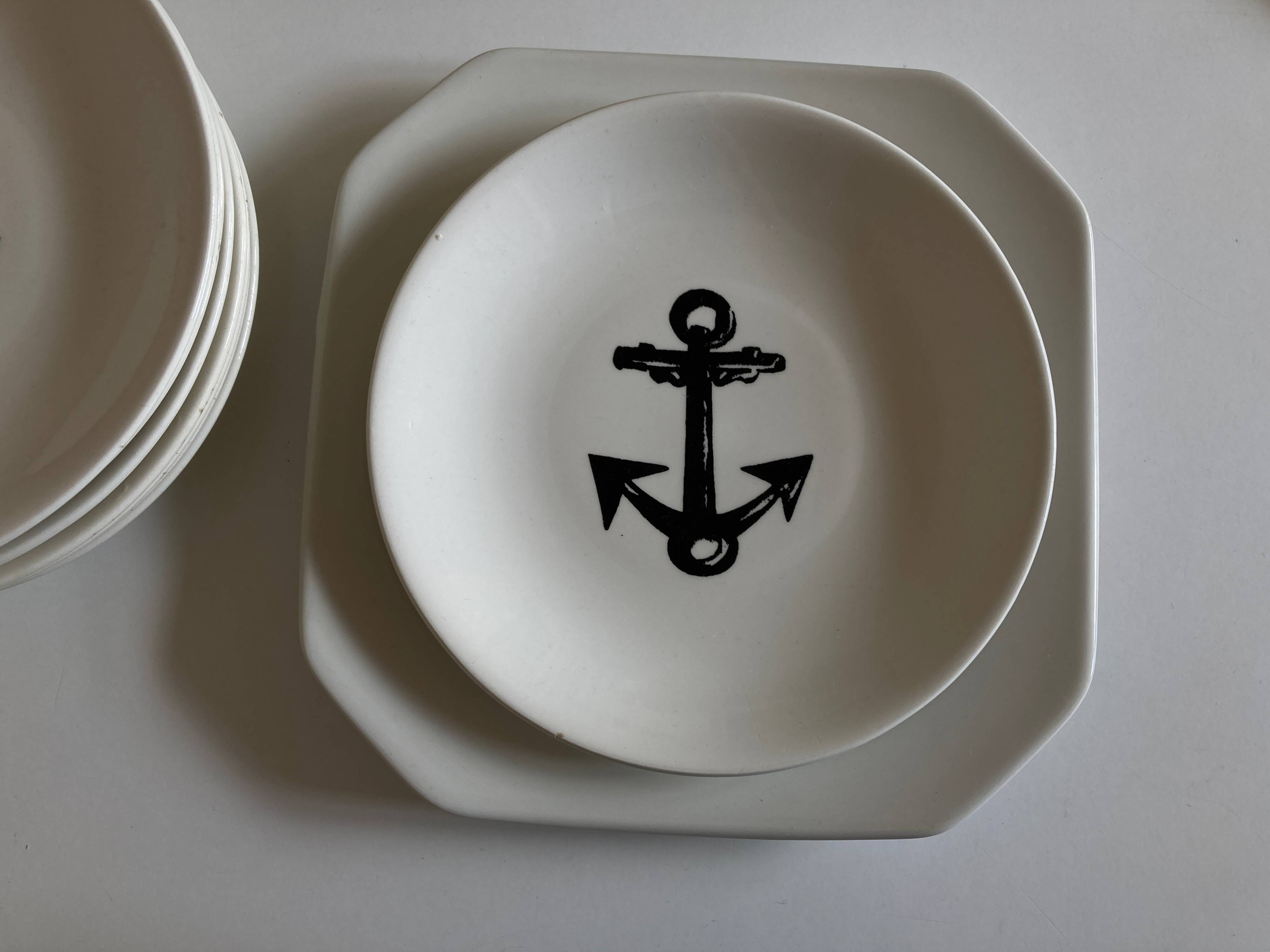 Set of 8 plates by Gien for Atelier Primavera 1960 Anchor