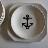 Set of 8 plates by Gien for Atelier Primavera 1960 Anchor