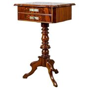 Table de couture antique Louis Philippe avec plateau marqueté, 1860