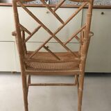 Fauteuil canné en bois et bambou ancien