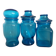 Set of blue glass jars