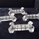 4 large pressed moulded glass knife rests