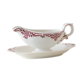 Red gravy boat, Onnaing earthenware, vintage